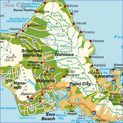 Oahu Map - ToursMaps.com