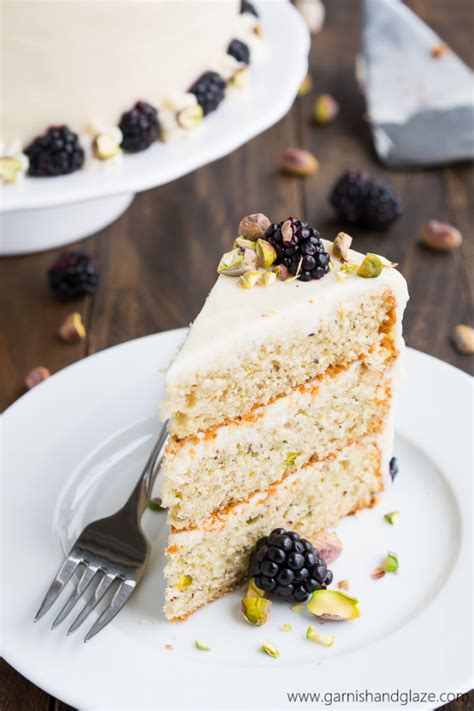 Pistachio Cake with Honey Cream Cheese Frosting - Garnish & Glaze