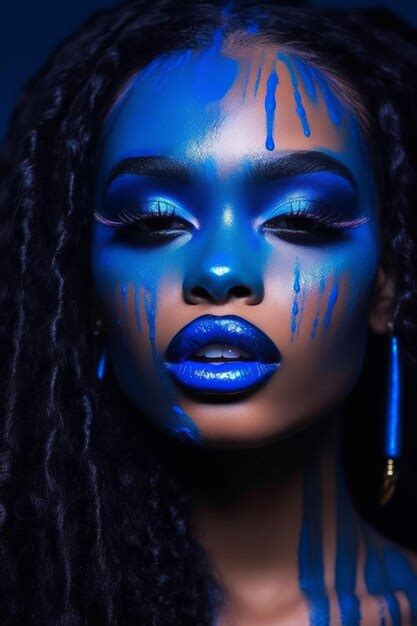 Premium AI Image | A woman with blue makeup and blue eyes