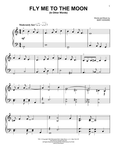 Fly Me To The Moon (In Other Words) by Frank Sinatra Sheet Music for Easy Piano at Sheet Music ...