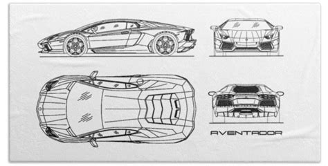 The Aventador Blueprint - White Beach Sheet for Sale by Mark Rogan