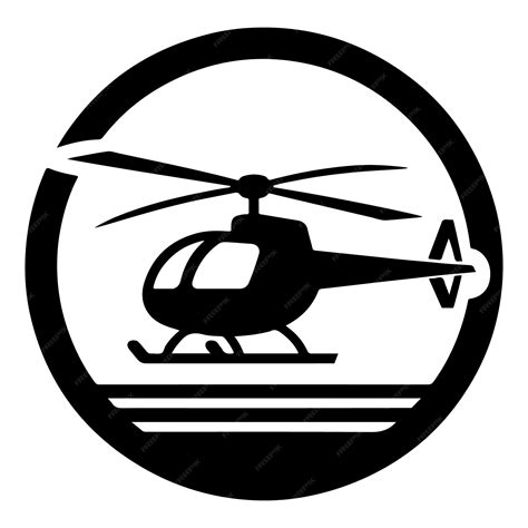 A black and white image of a helicopter with a logo that says quot the ...