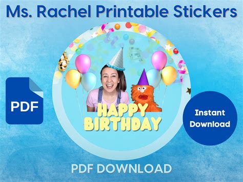 Ms. Rachel Happy Birthday Printable Stickers PDF Ready to - Etsy Canada