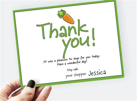 Food Delivery Thank You Note, Shipt Printable Personalized Card, Rating ...