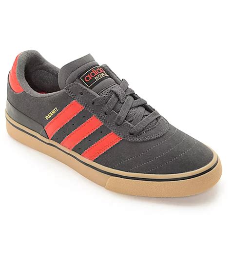 adidas Busenitz Vulc Grey, Red, & Gum Shoes | Zumiez