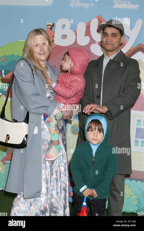 LOS ANGELES - APR 13: Mamie Gummer, daughter, Mehar Sethi, Harrison Sethi at the Bluey "The Sign ...