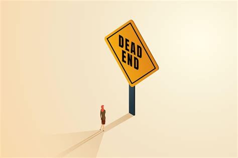 Premium Vector | Businesswoman standing in front of a dead end sign ...