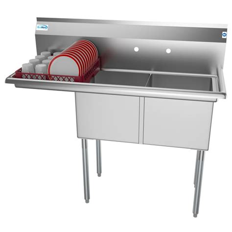 2 Compartment 48" Stainless Steel Commercial Kitchen Prep & Utility ...