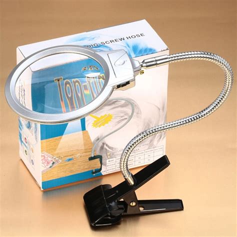 Clip On Desktop Illuminated Magnifier Magnifying Glass Reading Loupe ...