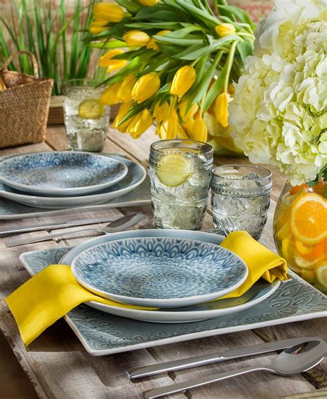 Euro Ceramica Peacock 16 Piece Dinnerware Set - Macy's