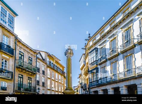 Architecture in Santiago de Compostela, northern Spain, colorful illustration Stock Photo - Alamy