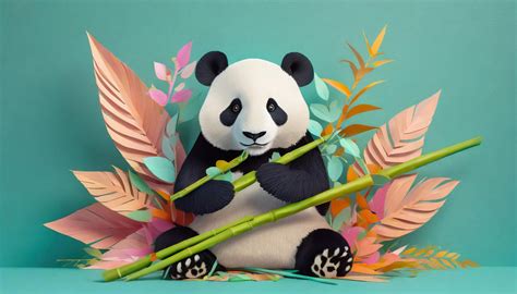 Panda With Bamboo Art Paper Free Stock Photo - Public Domain Pictures