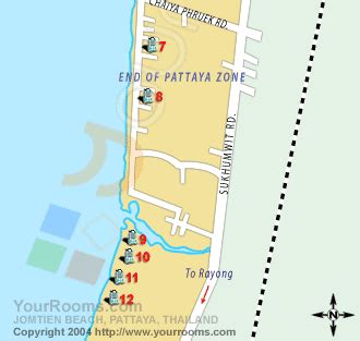 Jomtien Beach Map and Hotels in Jomtien Beach - Pattaya, Thailand - YourRooms.com