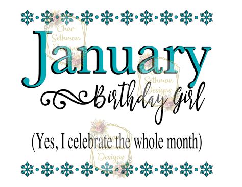 January Birthday Girl Design Sublimation PNG Instant Download - Etsy