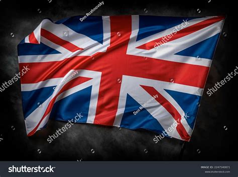 Uk Flag Waving Wind Against Dark Stock Photo 2247540871 | Shutterstock