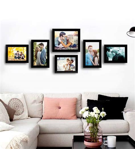 Buy Black Synthetic Wood wall photo frame set of 6 By Art Street Online ...