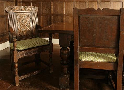 17th Century Style Oak Dining Table and Chairs