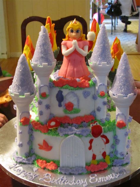 Super Mario Bros. Mario/Princess Peach Two-Sided Castle Cake | Knight princess party, Mario and ...