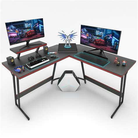 Walnew Gaming Desk L-shaped Carbon Fiber Surface Gaming Corner Desk ...