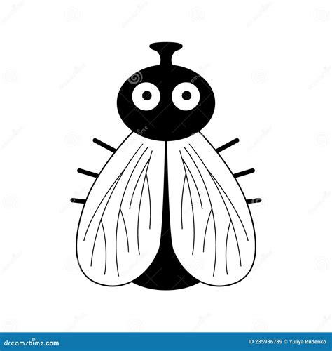 Cartoon Fly with Big Eyes Isolated on a White Background. Vector Stock Illustration ...