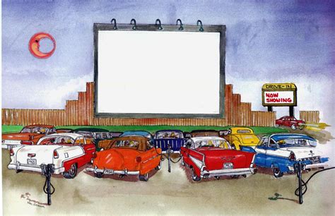 50s Drive-in Movie Theater Personalized Art Print Custom Add - Etsy