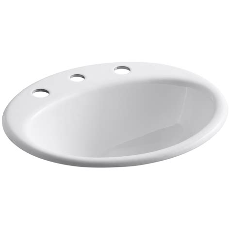 Kohler Farmington Drop-In Bathroom Sink with 8" Widespread Faucet Holes ...