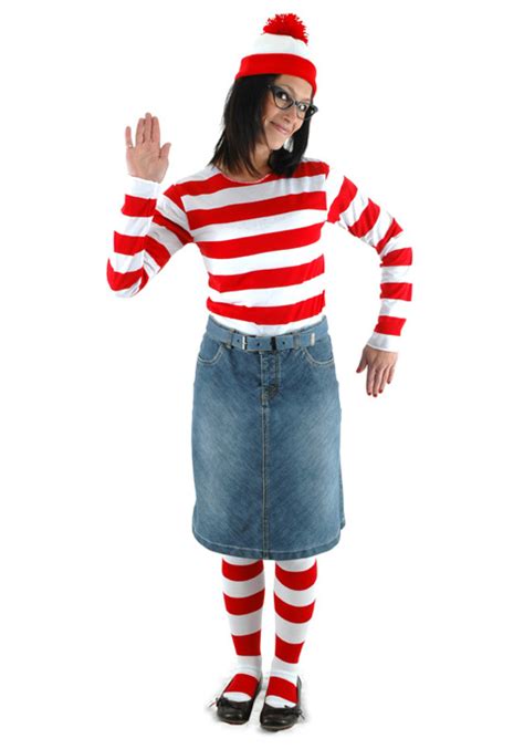 Where's WALDO Wenda Stripe Shirt Hat Glasses Costume WOMENS S M L XL