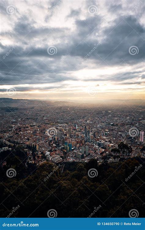 Skyline of Bogota from Monserrate at Night Stock Photo - Image of ...