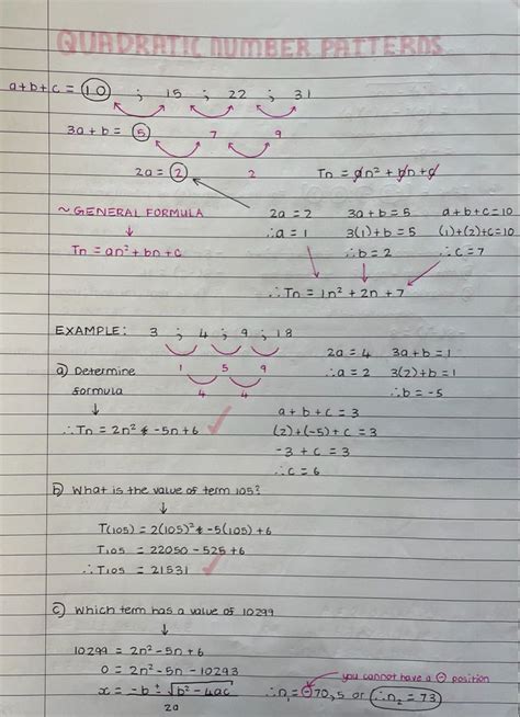 Quadratic number patterns explained - math | School study ideas ...