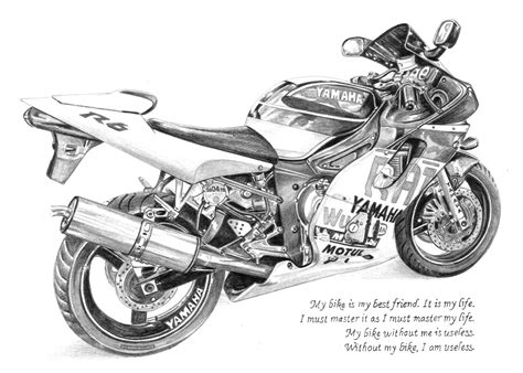 Motorbike Drawing of a Yamaha R6 in Pencil