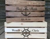 Items similar to Nautical Wedding Crate, Personalized Anchor Wedding Crates, Rustic Nautical ...