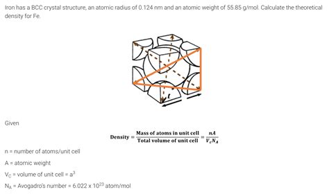 Solved Iron has a BCC crystal structure, an atomic radius of | Chegg.com