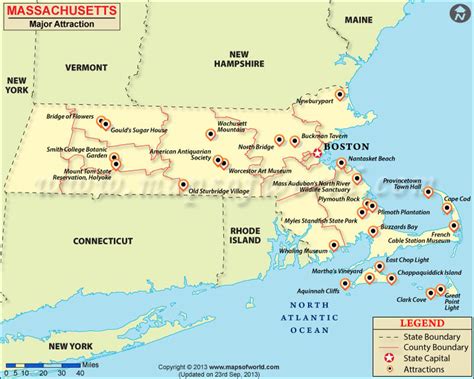 Places to visit in Massachusetts - Map of Massachusetts attractions