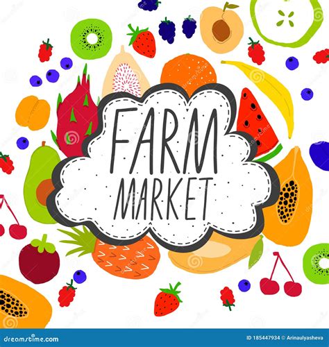 Vegan Fruit and Vegetable Market. Design Farm Natural Vitamin Stock Vector - Illustration of ...