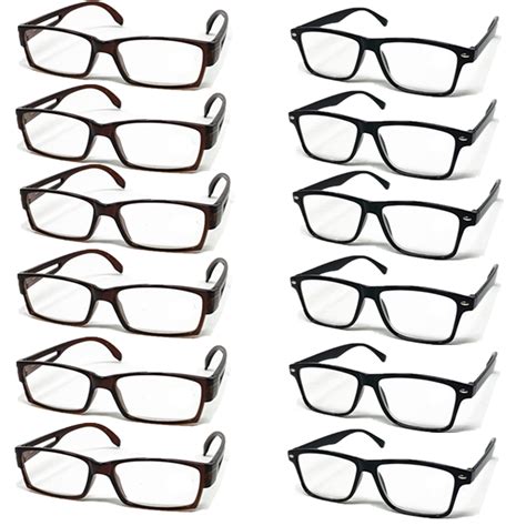 12 Pack Reading Glasses Men Women Unisex Readers Square Rectangle Frame ...