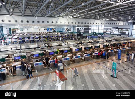 Milan, Italy - February 16, 2018: Terminal 1 of Milan Malpensa Airport (MXP) in Italy Stock ...