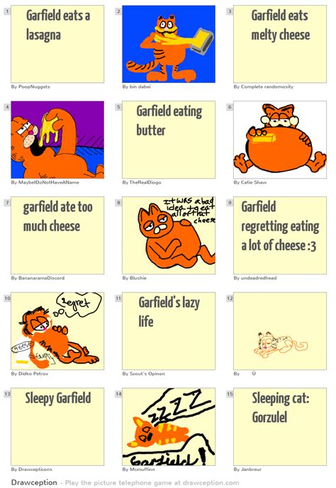 Garfield eats a lasagna - Drawception