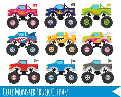 Monster Truck Clipart Monster Trucks Trucks Clipart Cute - Etsy