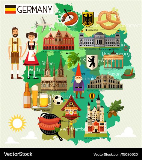 Germany travel map Royalty Free Vector Image - VectorStock