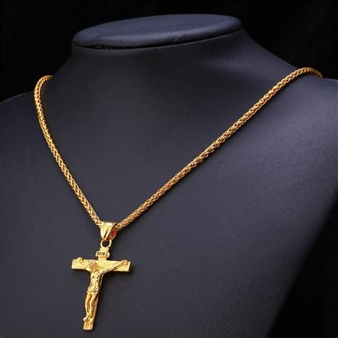 Religiösa jesus kors halsband för män guld silver ... – Grandado