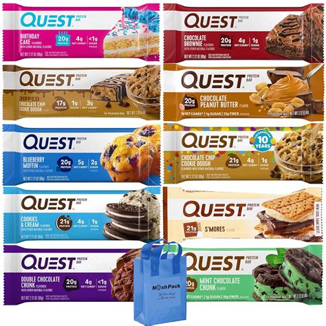 Quest Protein Bars Variety Pack, 10 Pack Bulk Nutrition Breakfast Bar Low Carb Gluten Free Keto ...