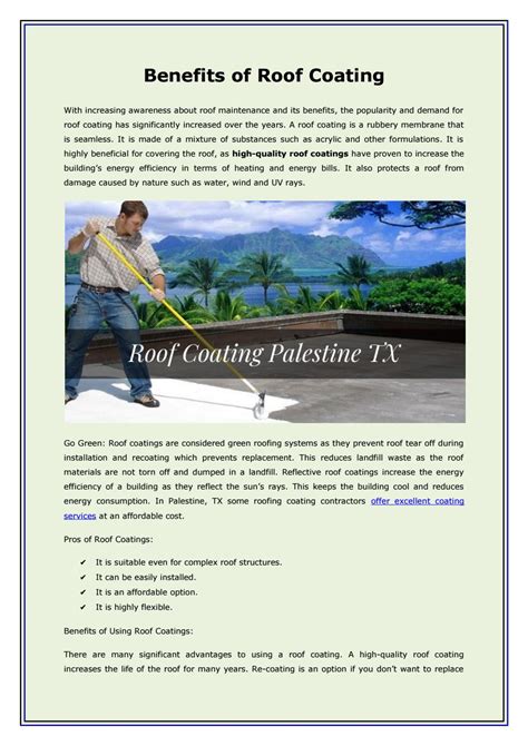 Benefits of Roof Coating by easttxroofworks - Issuu