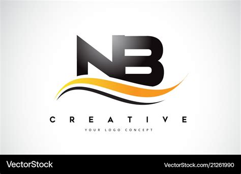 Nb n b swoosh letter logo design with modern Vector Image