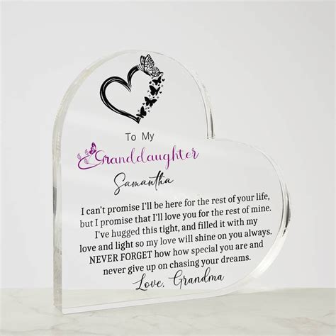 Granddaughter Gift Acrylic Plaque, to My Granddaughter Birthday Gift ...