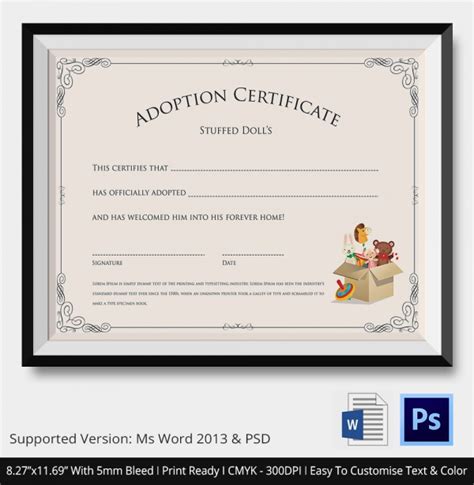 FREE 23+ Sample Adoption Certificates in AI | InDesign | MS Word ...