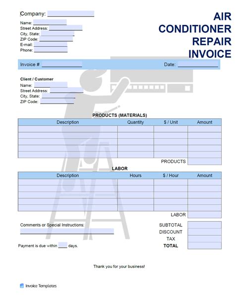 Hvac Service Invoice Template Free – PARAHYENA