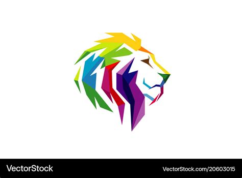 Creative abstract colorful lion head logo Vector Image