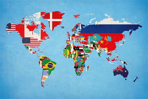 World Map of Flags Country Map Poster Educational Art - Etsy UK