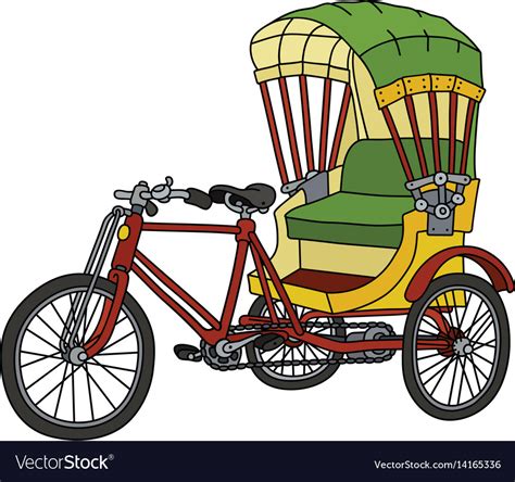 Classic color cycle rickshaw Royalty Free Vector Image