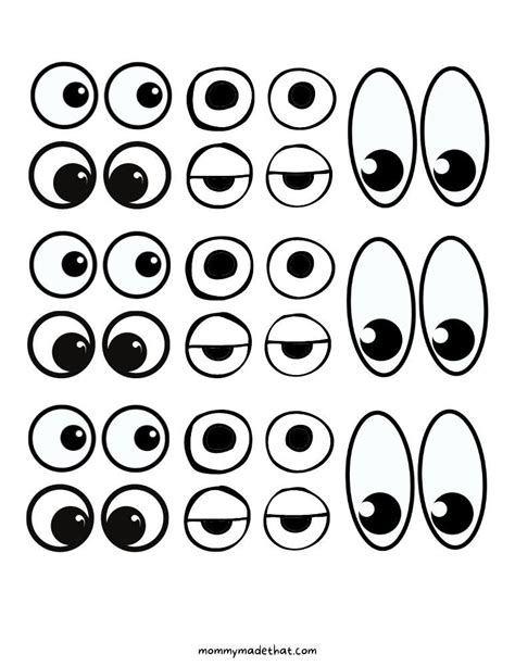 Free Printable Googly Eyes (Tons of Sizes!) | Muster, Häkeln